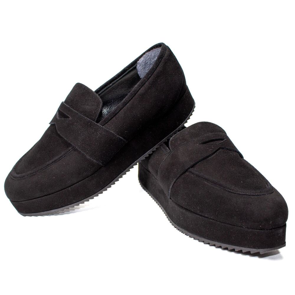 Warren Edwards Shoes Women Size 9 1/2 Black Platform Suede Made in Italy